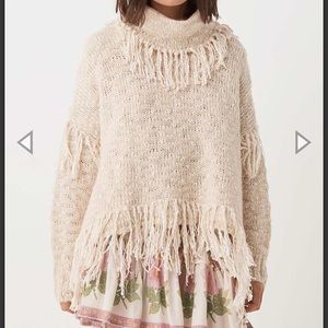 Worn 1x Spell & The Gypsy Collective Kimba cream fringed oversized sweater, S/M